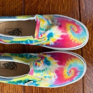 Vans tie-dyed multi-colored slip-on shoes. Women's 8.5, Men's 7.
